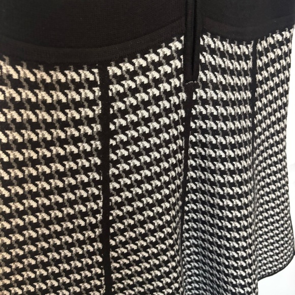 Calvin Klein Houndstooth Knit Fit & Flare Dress Women's Small S Black White Work - Picture 12 of 16